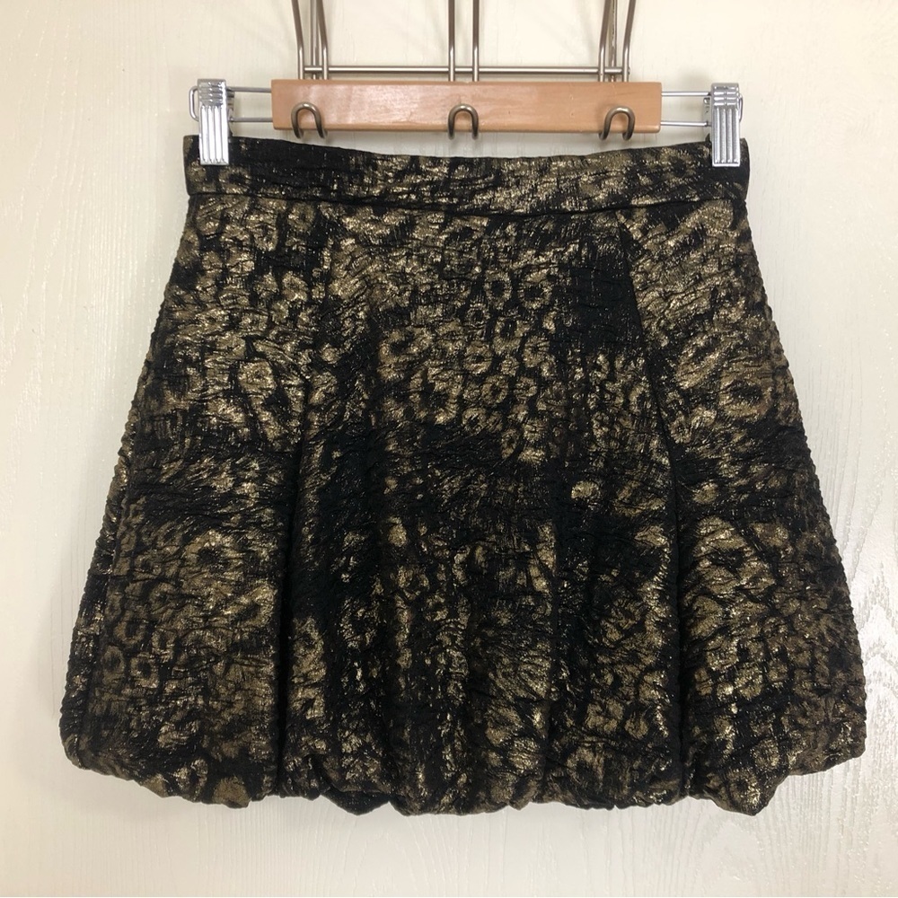 NWT ASOS Leopard Print Black and Gold Shiny Skirt Women’s Size 2